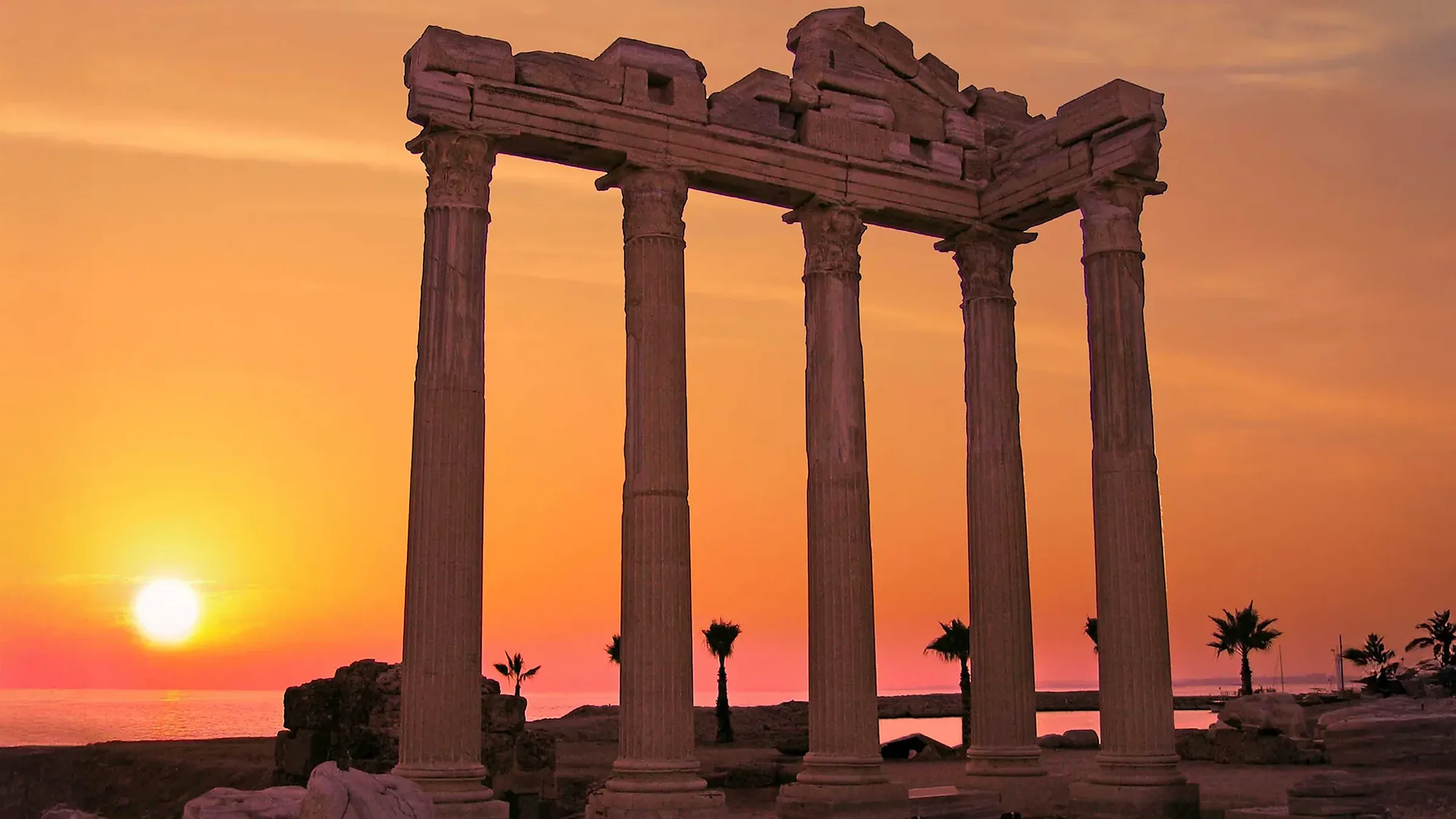 Temple of Apollo in Side at sunset