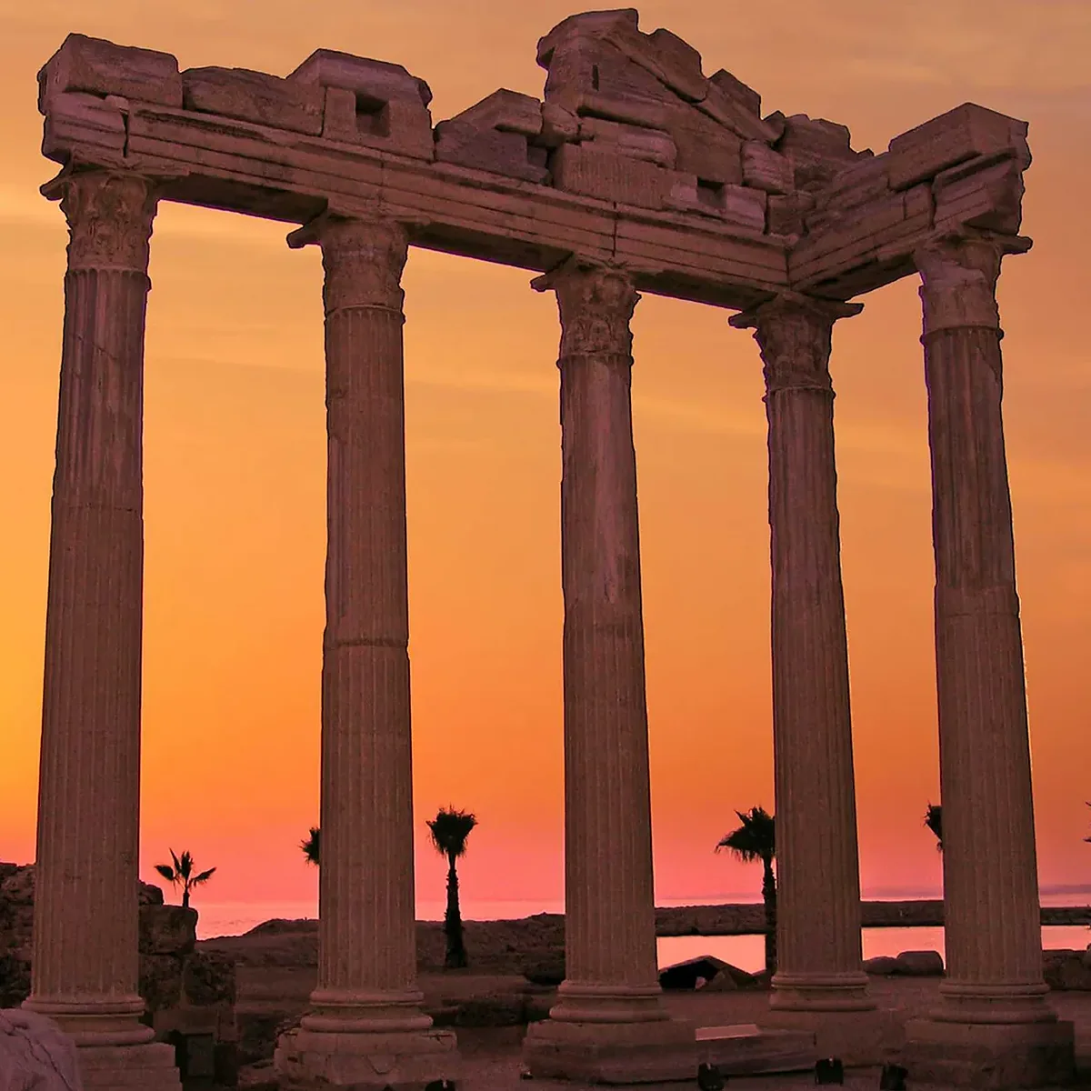 Temple of Apollo in Side at sunset